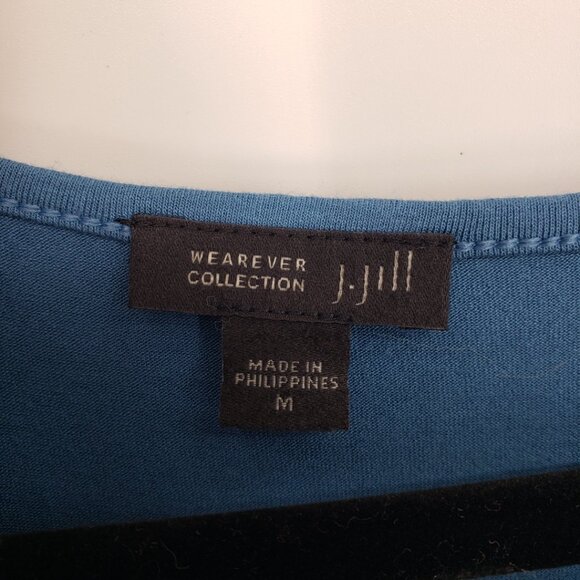 J. Jill Wearever Collection Jersey Shift Dress M Long Sleeve Pockets Blue - Picture 3 of 8